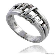 Size 13.5 - Sterling Silver Wire Wrapped Center Cut-out Wedding Band Ring 5/16  - £23.26 GBP