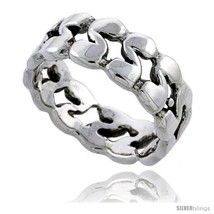 Size 6.5 - Sterling Silver S Swirl Design Wedding Band Ring 3/8  - £36.91 GBP