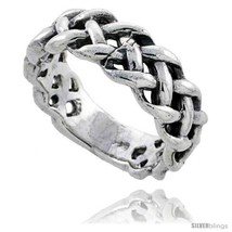 Size 5 - Sterling Silver Woven Wedding Band Ring 5/16 in  - £36.19 GBP