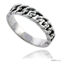 Size 5 - Sterling Silver Chain Link Wedding Band Ring 3/16 in  - £16.25 GBP