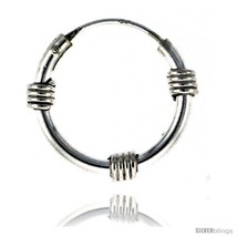 Sterling Silver Bali Style Endless Hoop Earrings, 2 mm tube 1/2 in round -Style  - $19.08