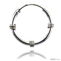 Sterling Silver Bali Style Endless Hoop Earrings, 2 mm tube 3/4 in round -Style  - $31.11