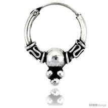 Sterling Silver Small Bali Hoop Earrings, 9/16in  diameter -Style  - $19.91