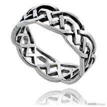 Size 6 - Sterling Silver Celtic Knot Wedding Band / Thumb Ring, 1/4 in wide  - £20.31 GBP