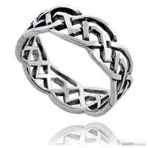 Size 10 - Sterling Silver Celtic Knot Wedding Band / Thumb Ring, 1/4 in wide  - £20.31 GBP
