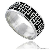 Size 7.5 - Sterling Silver Celtic Cross Pattern Wedding Band / Thumb Ring 1/4  - £23.61 GBP