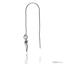 Sterling Silver Italian Threader Earrings with Italian Horn drop total length 4  - $35.77