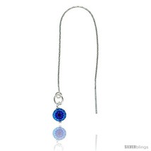 Sterling Silver Italian Threader Earrings with Blue Venetian Glass drop total  - $35.77