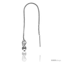 Sterling Silver Italian Threader Earrings with one large Bead drop total length  - $35.77