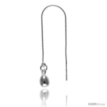 Sterling Silver Italian Threader Earrings with Oval Bead drop total length 4  - $44.06