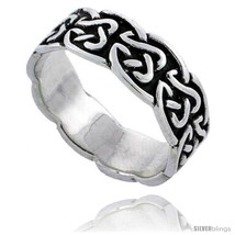 Size 6 - Sterling Silver Celtic Knot Wedding Band / Thumb Ring, 1/4 in wide  - £21.98 GBP