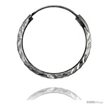 Sterling Silver Diamond Cut Hoop Earrings, 13/16in   - $10.90