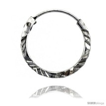 Sterling Silver Diamond Cut Hoop Earrings, 9/16in   - $7.79