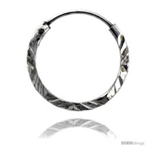 Sterling Silver Diamond Cut Hoop Earrings, 9/16in  Diameter -Style  - $7.79