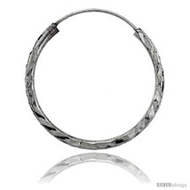 Sterling Silver Diamond Cut Hoop Earrings, 1in   - $12.46