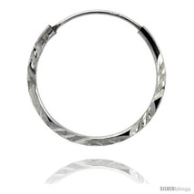 Sterling Silver Diamond Cut Hoop Earrings, 3/4in   - $9.35
