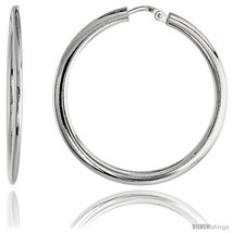 Sterling Silver Italian Flat Tube Hoop Earrings, 1 3/8 in (35  - $42.28