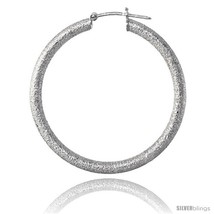 Sterling silver italian 3mm tube hoop earrings stardust finish 1 1 2 in 38 mm thumb200