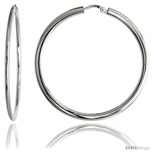 Sterling Silver Italian Flat Tube Hoop Earrings, 1 3/4 in (45  - $57.01
