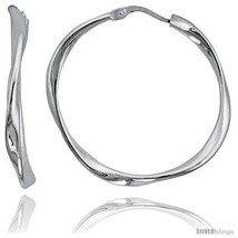 Sterling Silver 3mm Italian Twisted Hoop Earrings, 1 3/8 in. (35 mm), Si... - £21.63 GBP