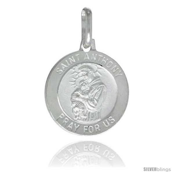 Sterling Silver Saint Anthony Medal 5/8 in Round Made in Italy, Free 24 in  - £28.77 GBP