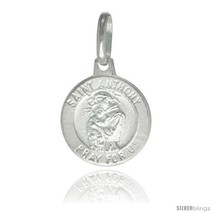 Sterling Silver Saint Anthony Medal 1/2 in Round Made in Italy, Free 24 in  - £13.00 GBP