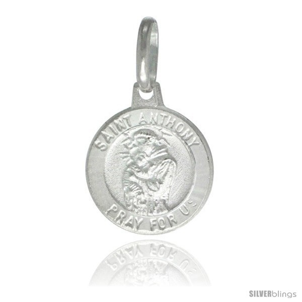 Primary image for Sterling Silver Saint Anthony Medal 1/2 in Round Made in Italy, Free 24 in 