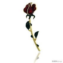 Sterling Silver Enameled Red Rose Pendant (Gold Finish), 1 5/8 in. (41 mm)  - $39.92