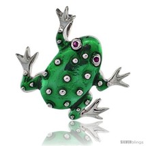 Sterling Silver Green Enamel Frog Pendant, 1 1/8 in. (29 mm)  - $83.06