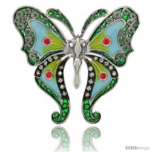 Sterling Silver Multi Color Enamel Butterfly Brooch, 1 1/2 in. (38 mm)  - £168.65 GBP