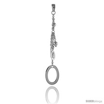 Sterling Silver Oval Pendant, w/ Rolo chain, 2 7/8 (73  - $32.78