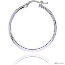 Sterling Silver Italian 2mm Square Tube Hoop Earrings, 1 1/4 in (30 mm), Half  - £23.62 GBP