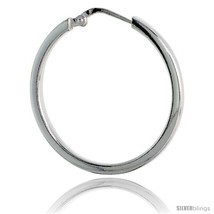 Sterling Silver Italian 2mm Square Tube Hoop Earrings, 1 1/8 in (29 mm), Half  - £20.55 GBP