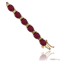 10K Yellow Gold Natural Ruby Oval Tennis Bracelet 5x7 mm stones, 7  - £1,569.27 GBP