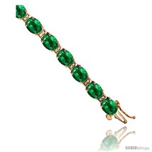 10K Yellow Gold Natural Emerald Oval Tennis Bracelet 5x7 mm stones, 7  - £2,103.08 GBP
