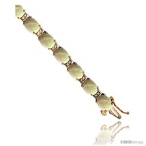 10K Yellow Gold Natural Opal Oval Tennis Bracelet 5x7 mm stones, 7  - £1,413.90 GBP