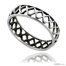 Sterling silver crisscross cut out wedding band ring band 3 16 in wide thumb200