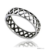 Size 6.5 - Sterling Silver Crisscross Cut-out Wedding Band Ring Band 3/1... - £11.17 GBP