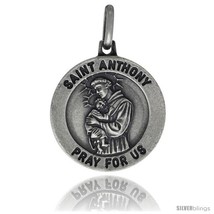 Sterling Silver Saint Anthony Medal 5/8 in Round Made in Italy, Free 24 in  - £28.77 GBP