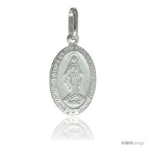 Sterling Silver Immaculate Heart of Mary Medal Made in Italy, 3/4 x 7/16 (18 x  - £11.63 GBP