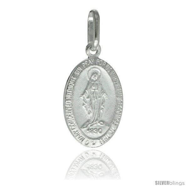 Sterling Silver Immaculate Heart of Mary Medal Made in Italy, 3/4 x 7/16 (18 x  - £11.60 GBP