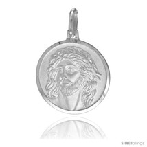 Sterling Silver Jesus with Crown of Thorns Medal, 3/4 in Round Made in Italy,  - $25.43