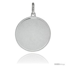 Sterling Silver Engravable Disk 7/8 in Round Made in Italy, Free 24 in Surgical  - £16.13 GBP
