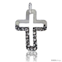 Sterling Silver Cross Pendant Hammered / Polished Made in Italy, 1 1/16 in  - £12.14 GBP