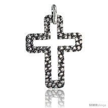 Sterling Silver Cross Pendant Hammered-finish Made in Italy, 1 1/2 in  - £42.21 GBP