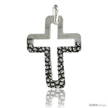 Sterling Silver Cross Pendant Hammered / Polished Made in Italy, 1 1/2 in tall  - £43.43 GBP