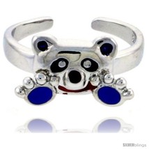 Sterling Silver Child Size Panda Bear Ring, w/ Black, Lavender &amp; Red Enamel  - £28.39 GBP