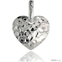 Sterling Silver Heart Pendant Hammered-finish Made in Italy, 3/4 in  - £28.95 GBP