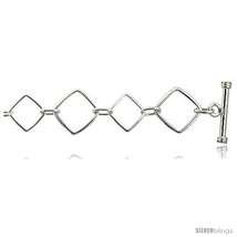 Sterling Silver 7 in. Italian Toggle Bracelet w/ Square Shape Cut Outs, 11/16in  - £74.59 GBP