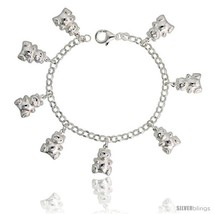 Length 7 - Sterling Silver Teddy Bear Charm Bracelet, 3/4in  (19 mm)  - £62.52 GBP